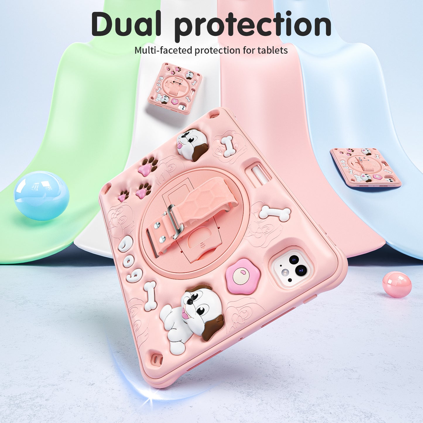 Bubble 3D Dog Stand Hand Strap iPad Pro 11 2021 Case Kids Safety