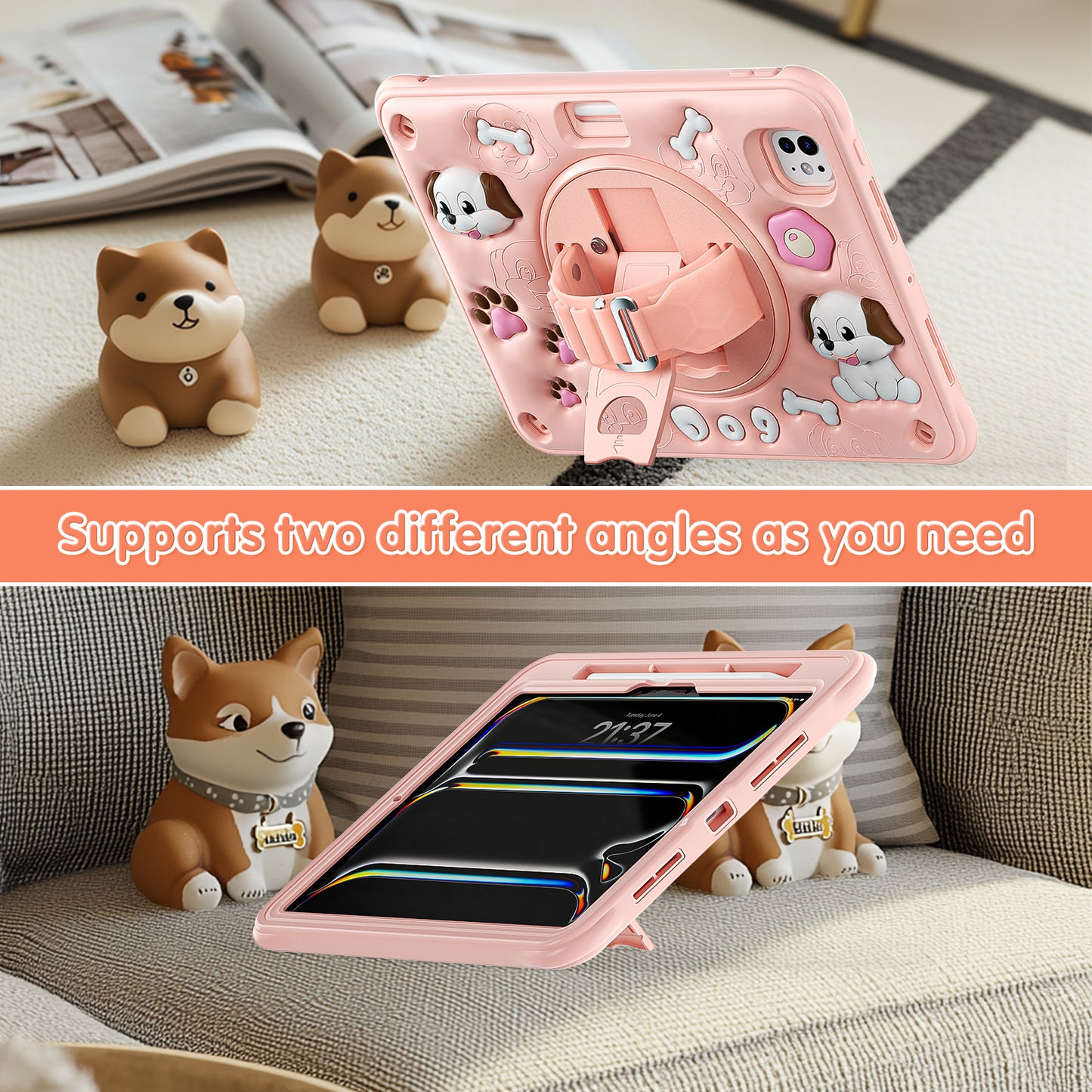 Bubble 3D Dog Stand Hand Strap iPad Pro 11 2021 Case Kids Safety