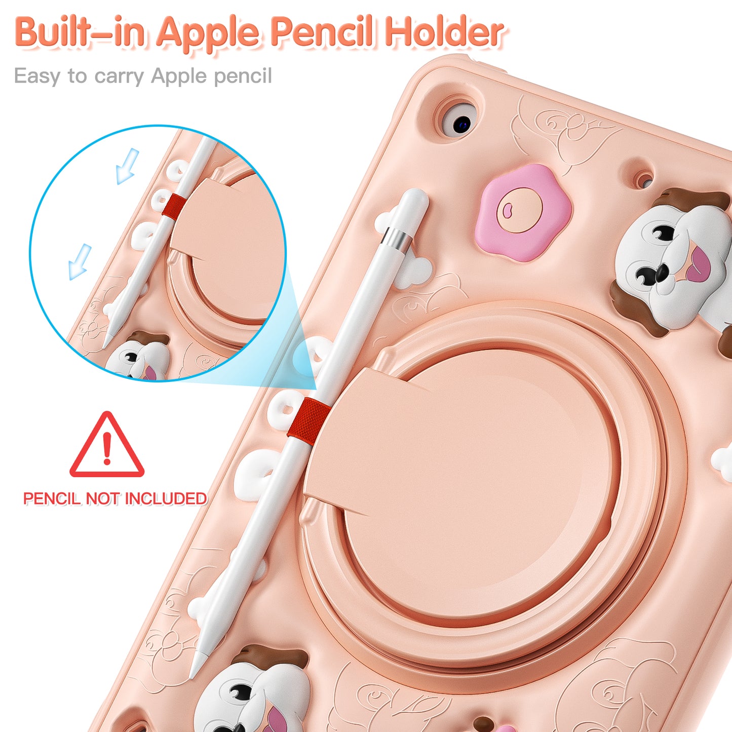 Bubble 3D Dog Hook Kickstand iPad 8 Case Kids Safety