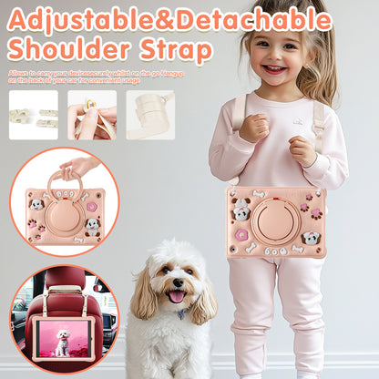 Bubble 3D Dog Hook Kickstand iPad 8 Case Kids Safety