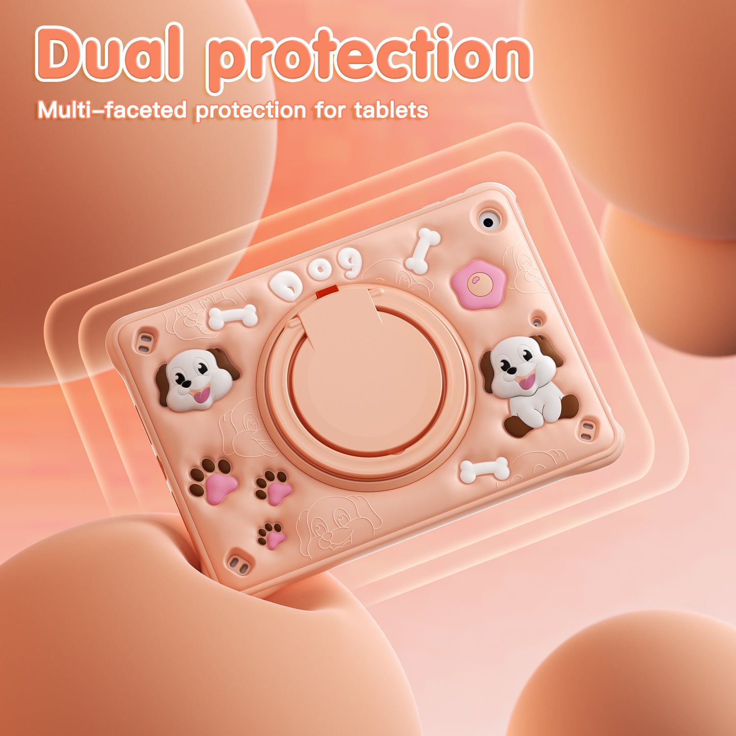 Bubble 3D Dog Hook Kickstand iPad 8 Case Kids Safety