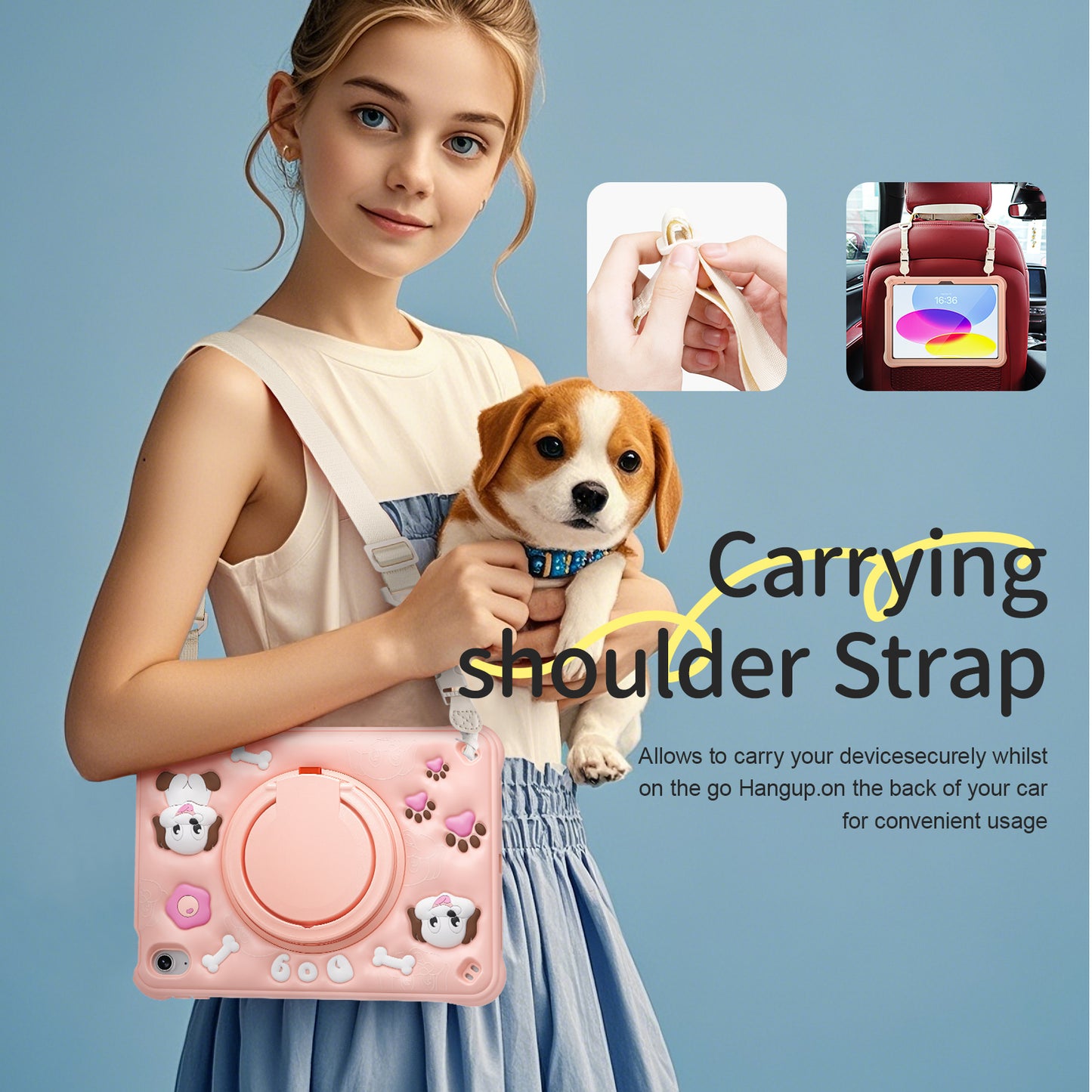 Bubble 3D Dog Hook Kickstand iPad 10 Case Kids Safety