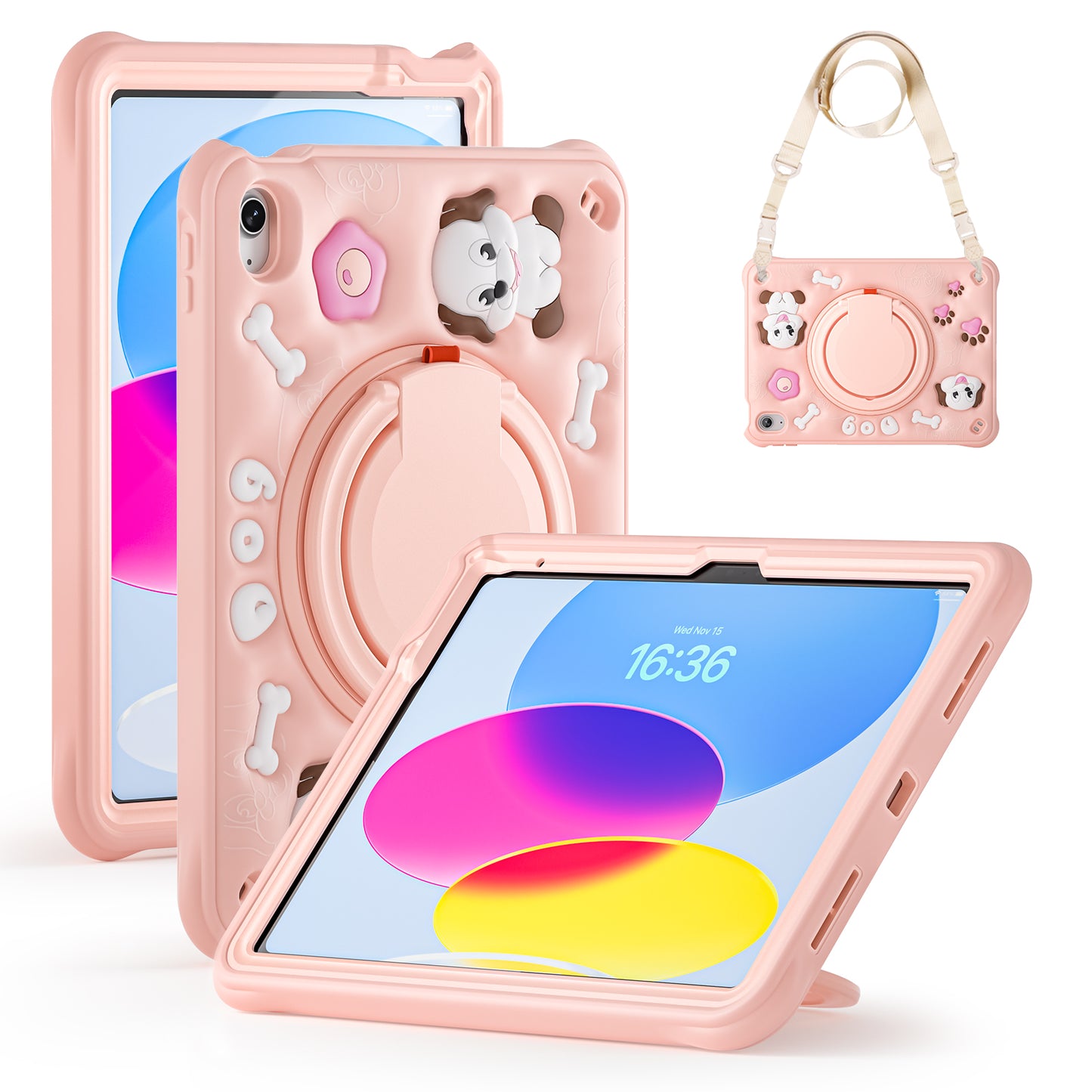 Bubble 3D Dog Hook Kickstand iPad 10 Case Kids Safety