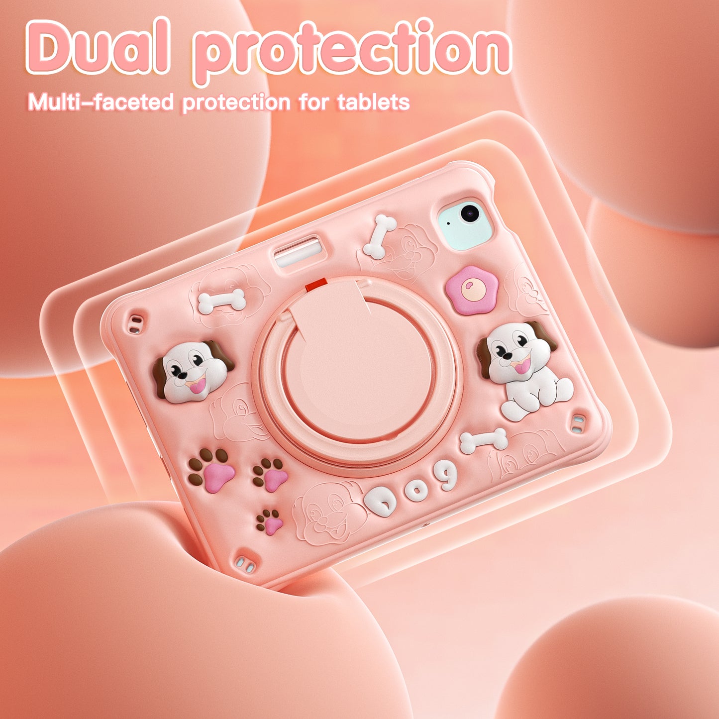 Bubble 3D Dog Hook Kickstand iPad Air 5 Case Kids Safety