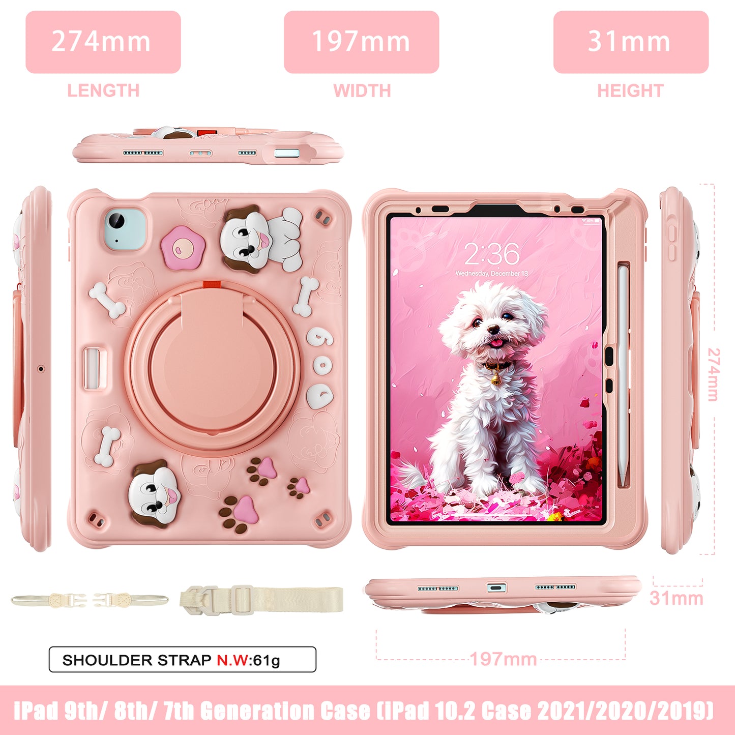 Bubble 3D Dog Hook Kickstand iPad Air 5 Case Kids Safety