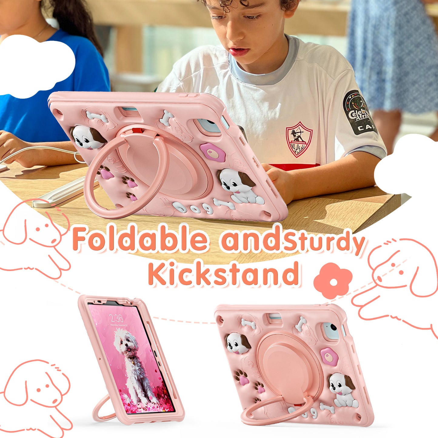 Bubble 3D Dog Hook Kickstand iPad Air 5 Case Kids Safety