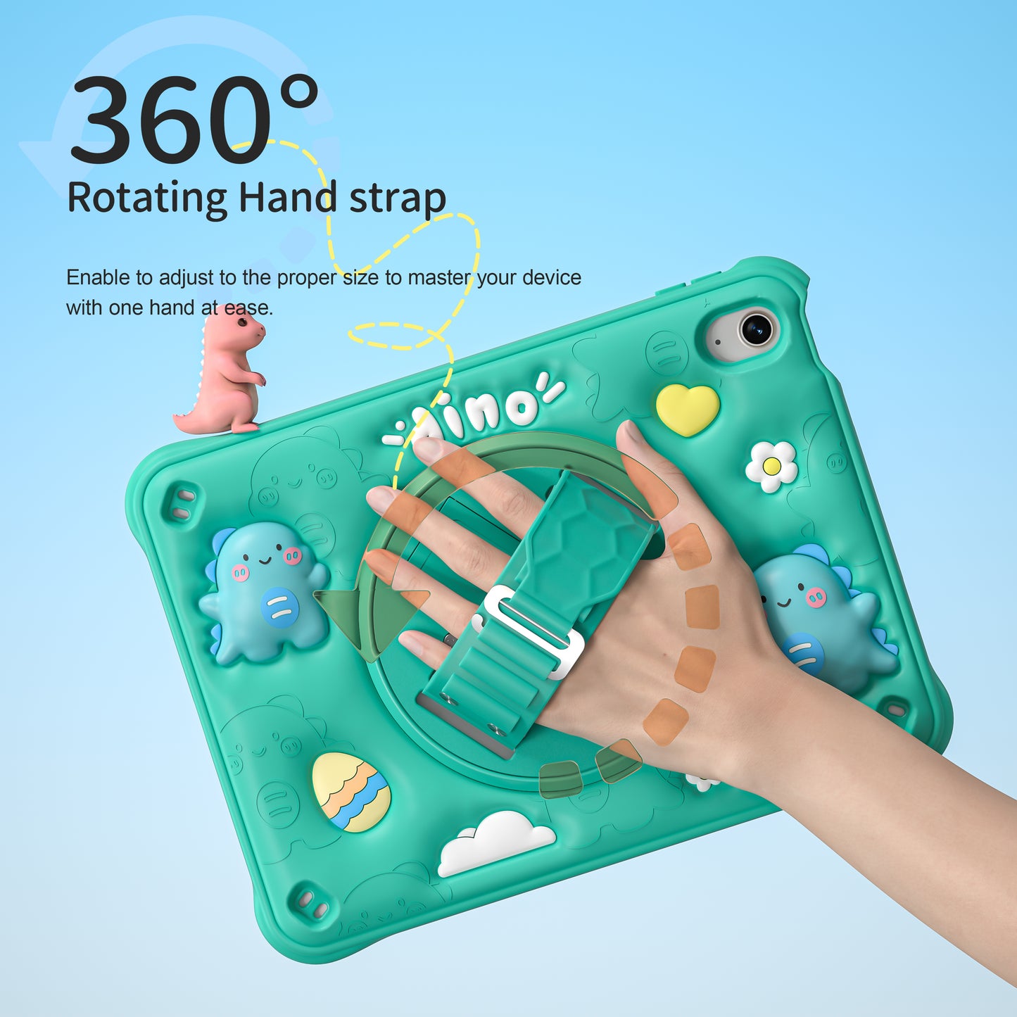 Bubble 3D Dragon Stand Hand Strap iPad 10 Case Kids Safety