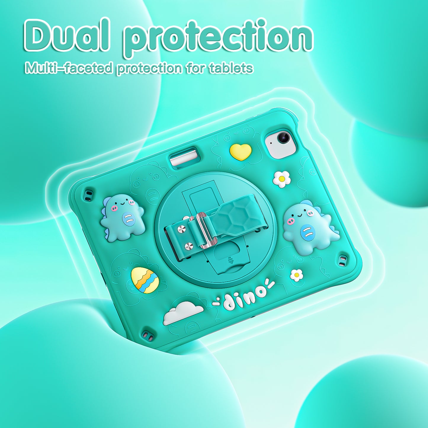 Bubble 3D Dragon Stand Hand Strap iPad Air 5 Case Kids Safety