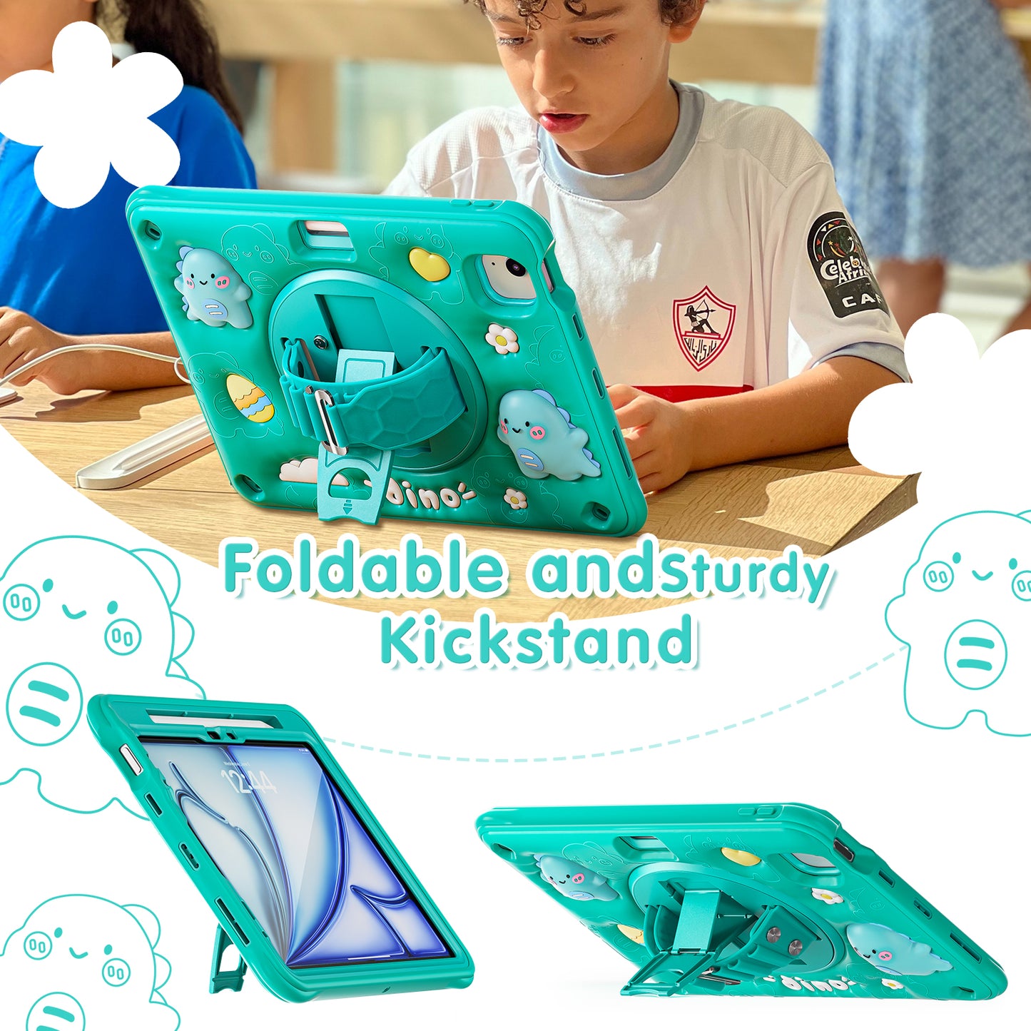 Bubble 3D Dragon Stand Hand Strap iPad Air 4 Case Kids Safety