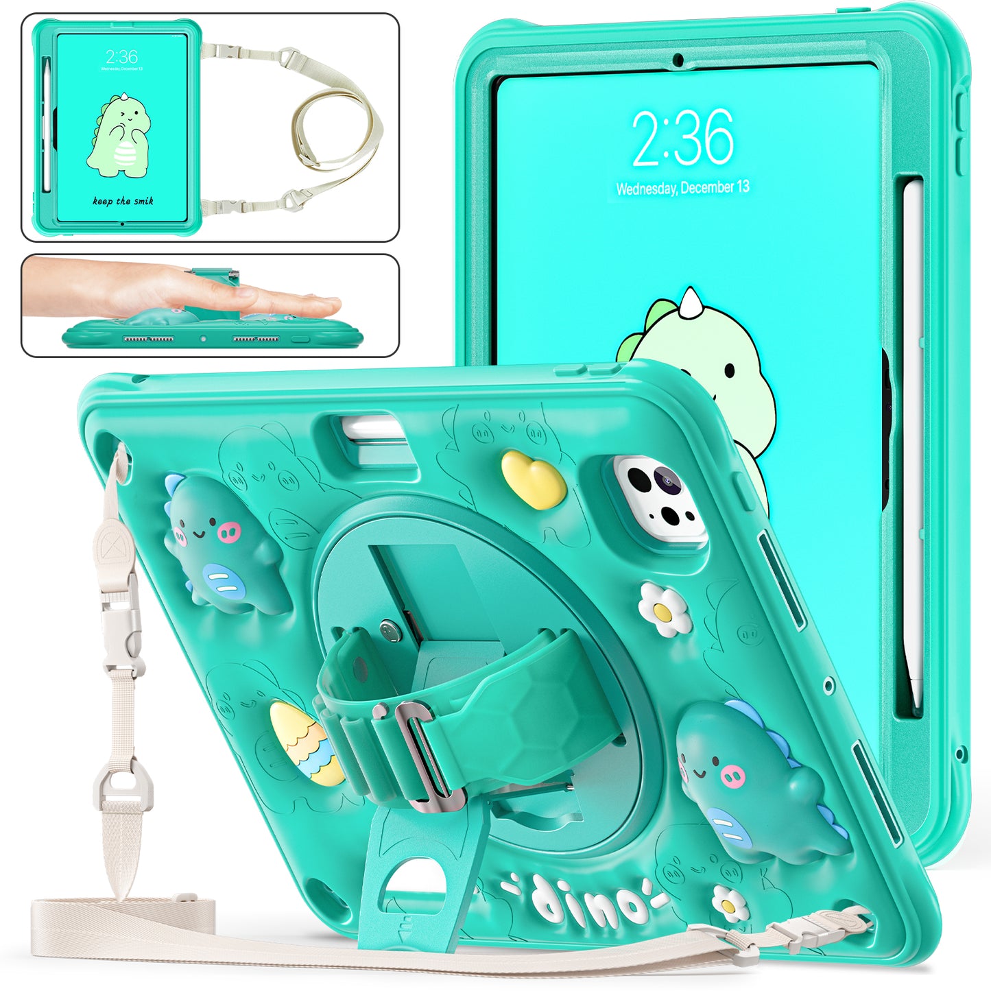 Bubble 3D Dragon Stand Hand Strap iPad Pro 11 2018 Case Kids Safety