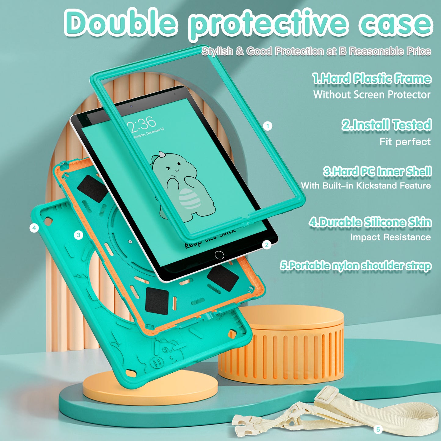 Bubble 3D Dragon Hook Kickstand iPad 9 Case Kids Safety