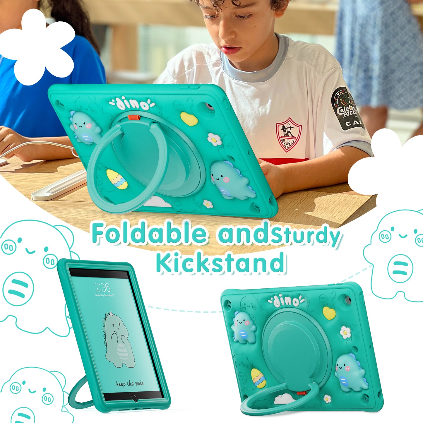 Bubble 3D Dragon Hook Kickstand iPad 9 Case Kids Safety