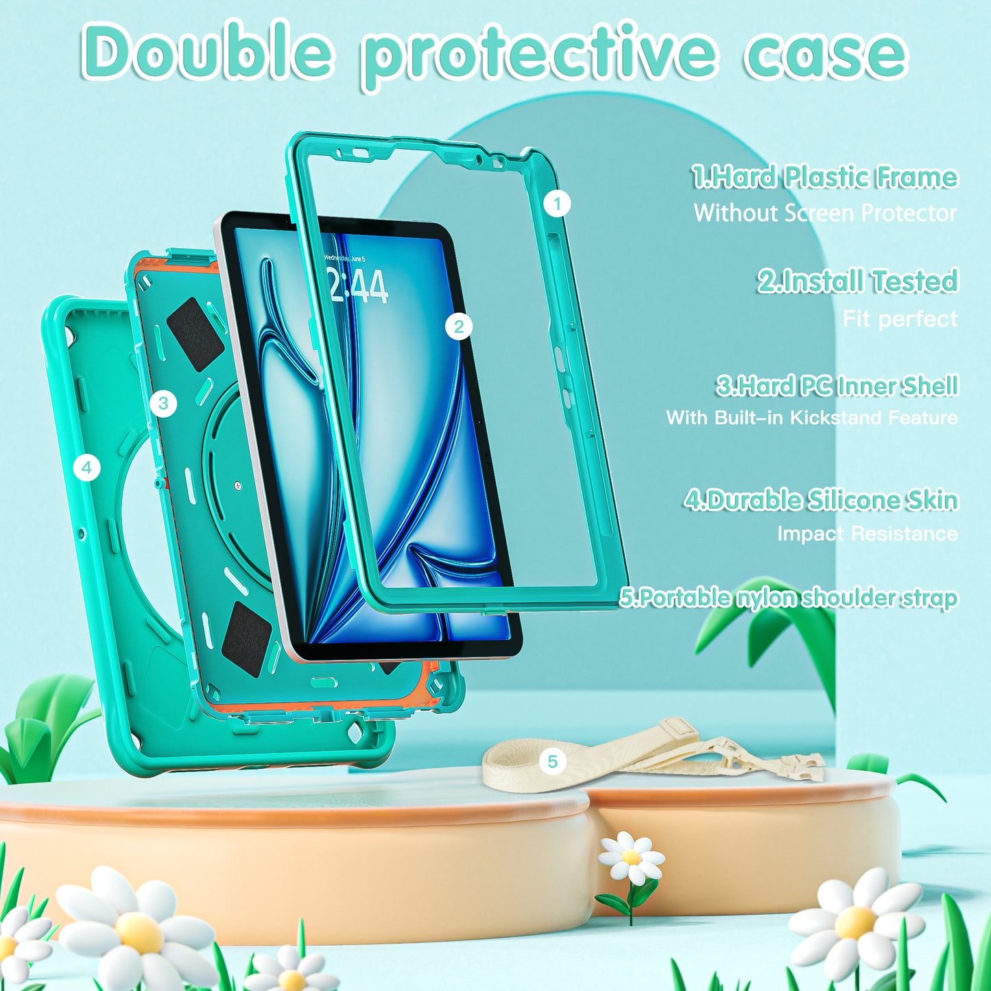 Bubble 3D Dragon Hook Kickstand iPad Air 5 Case Kids Safety