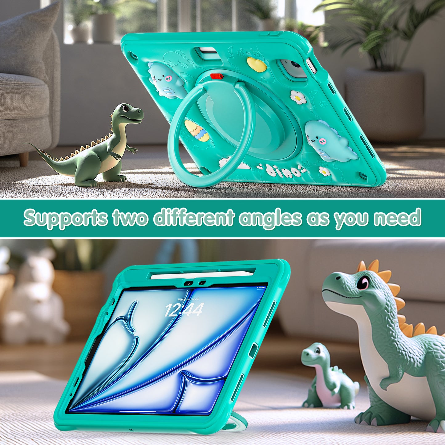 Bubble 3D Dragon Hook Kickstand iPad Air 5 Case Kids Safety