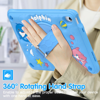 Bubble 3D Dolphin Stand Hand Strap iPad 10 Case Kids Safety