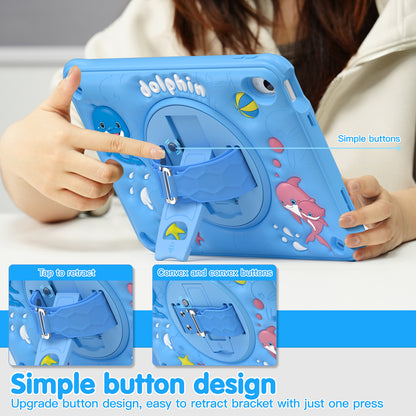 Bubble 3D Dolphin Stand Hand Strap iPad 10 Case Kids Safety