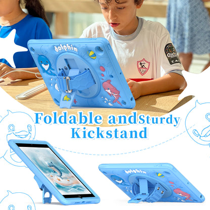 Bubble 3D Dolphin Stand Hand Strap iPad 8 Case Kids Safety