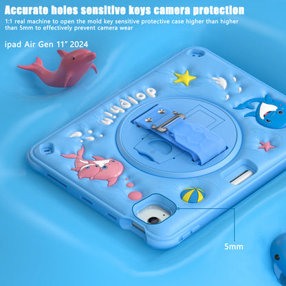 Bubble 3D Dolphin Stand Hand Strap iPad Air 5 Case Kids Safety