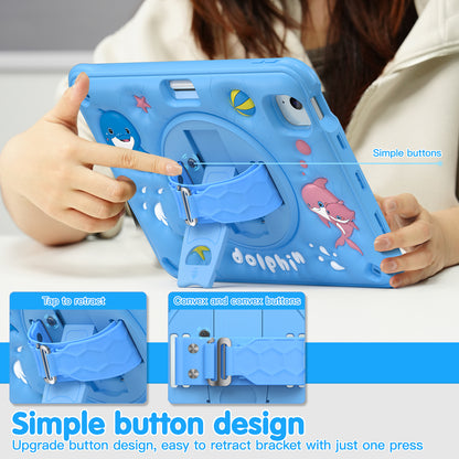 Bubble 3D Dolphin Stand Hand Strap iPad Air 5 Case Kids Safety