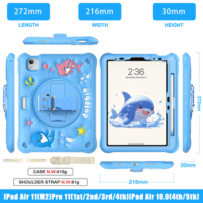 Bubble 3D Dolphin Stand Hand Strap iPad Air 5 Case Kids Safety