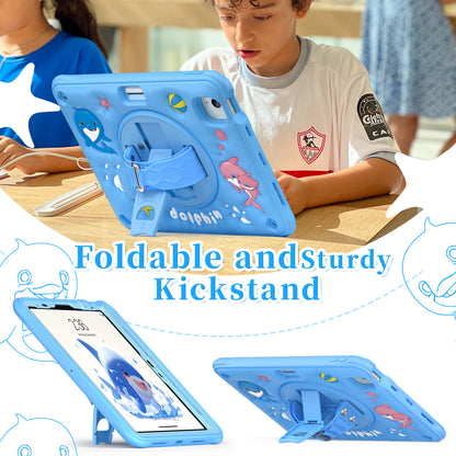 Bubble 3D Dolphin Stand Hand Strap iPad Air 5 Case Kids Safety