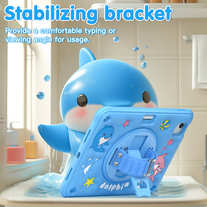 Bubble 3D Dolphin Stand Hand Strap iPad Air 5 Case Kids Safety