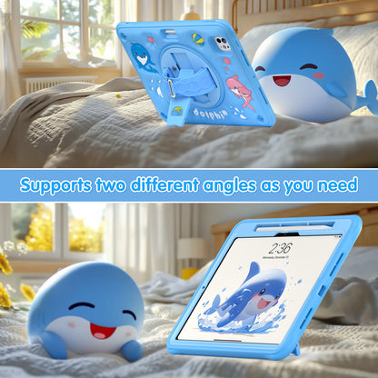 Bubble 3D Dolphin Stand Hand Strap iPad Pro 11 2024 Case Kids Safety