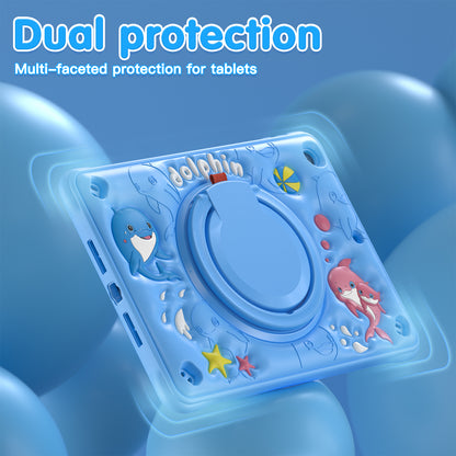 Bubble 3D Dolphin Hook Kickstand iPad 8 Case Kids Safety