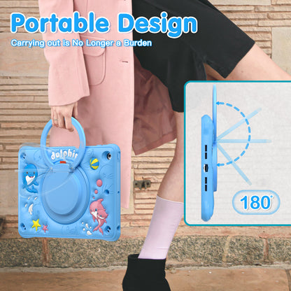 Bubble 3D Dolphin Hook Kickstand iPad 8 Case Kids Safety