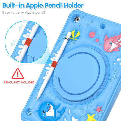 Bubble 3D Dolphin Hook Kickstand iPad 8 Case Kids Safety