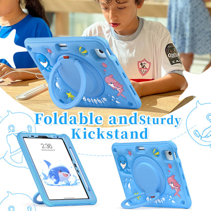 Bubble 3D Dolphin Hook Kickstand iPad Air 5 Case Kids Safety