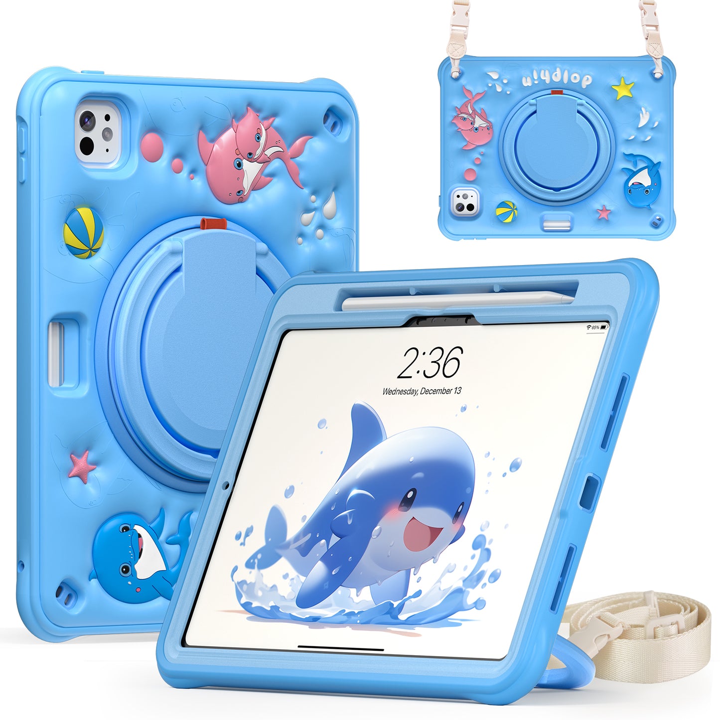 Bubble 3D Dolphin Hook Kickstand iPad Pro 11 2018 Case Kids Safety