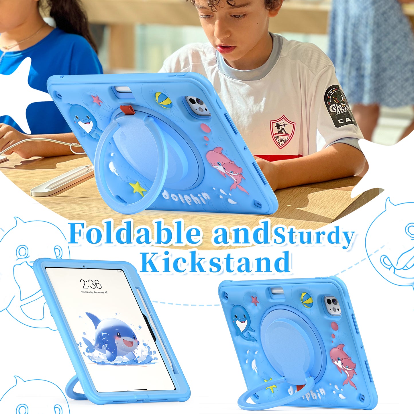 Bubble 3D Dolphin Hook Kickstand iPad Pro 11 2018 Case Kids Safety