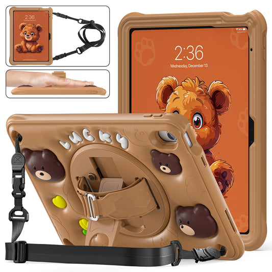 Bubble 3D Bear Stand Hand Strap iPad 10 Case Kids Safety