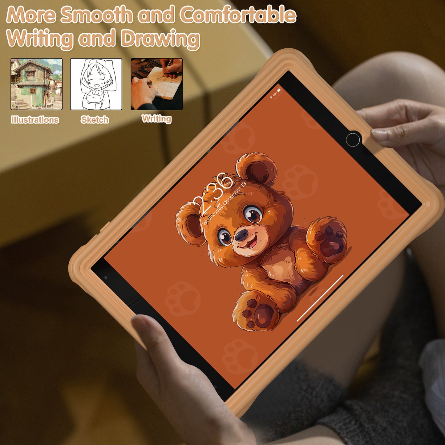 Bubble 3D Bear Stand Hand Strap iPad 9 Case Kids Safety