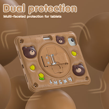 Bubble 3D Bear Stand Hand Strap iPad Air 5 Case Kids Safety