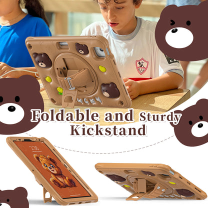 Bubble 3D Bear Stand Hand Strap iPad Air 5 Case Kids Safety