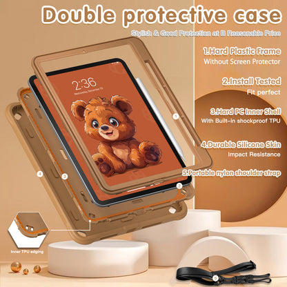 Bubble 3D Bear Stand Hand Strap iPad Pro 11 2024 Case Kids Safety