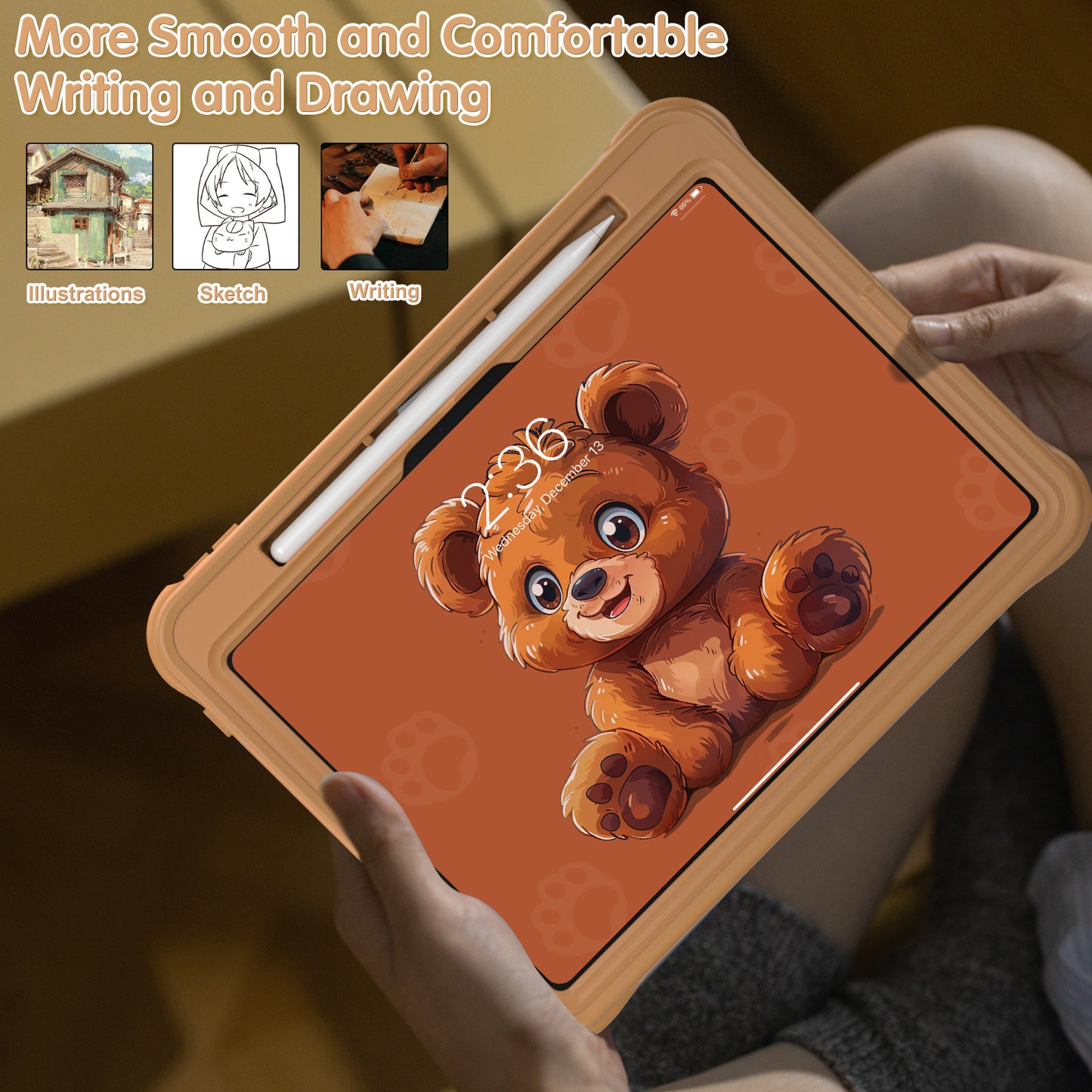 Bubble 3D Bear Stand Hand Strap iPad Pro 11 2024 Case Kids Safety