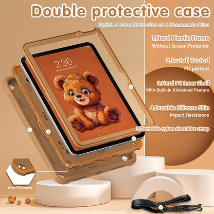 Bubble 3D Bear Hook Kickstand iPad 10 Case Kids Safety