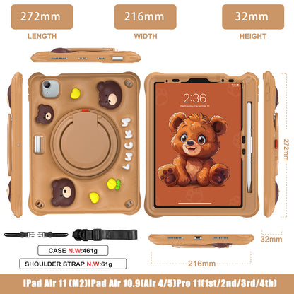 Bubble 3D Bear Hook Kickstand iPad Air 5 Case Kids Safety