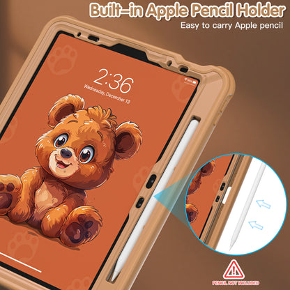 Bubble 3D Bear Hook Kickstand iPad Air 5 Case Kids Safety