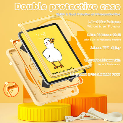 Bubble 3D Duck Stand Hand Strap iPad 8 Case Kids Safety