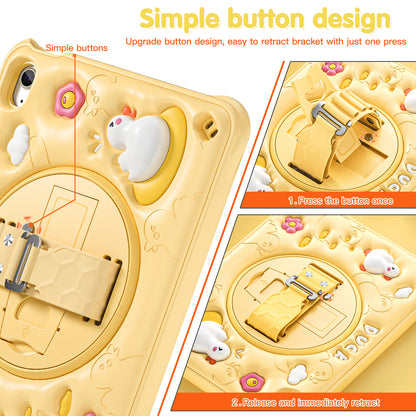 Bubble 3D Duck Stand Hand Strap iPad 8 Case Kids Safety