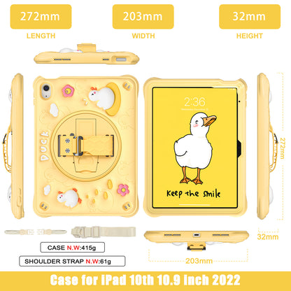 Bubble 3D Duck Stand Hand Strap iPad 8 Case Kids Safety