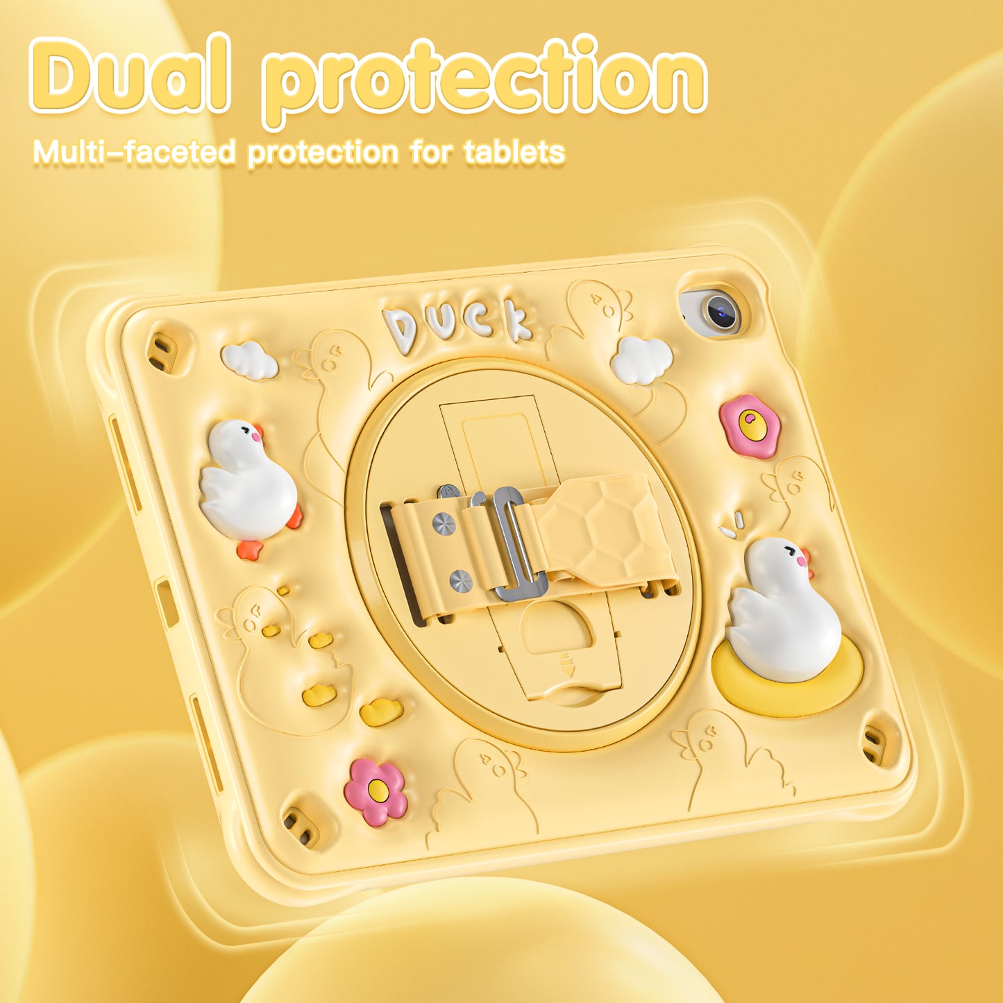 Bubble 3D Duck Stand Hand Strap iPad 9 Case Kids Safety