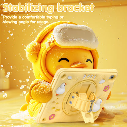 Bubble 3D Duck Stand Hand Strap iPad 8 Case Kids Safety