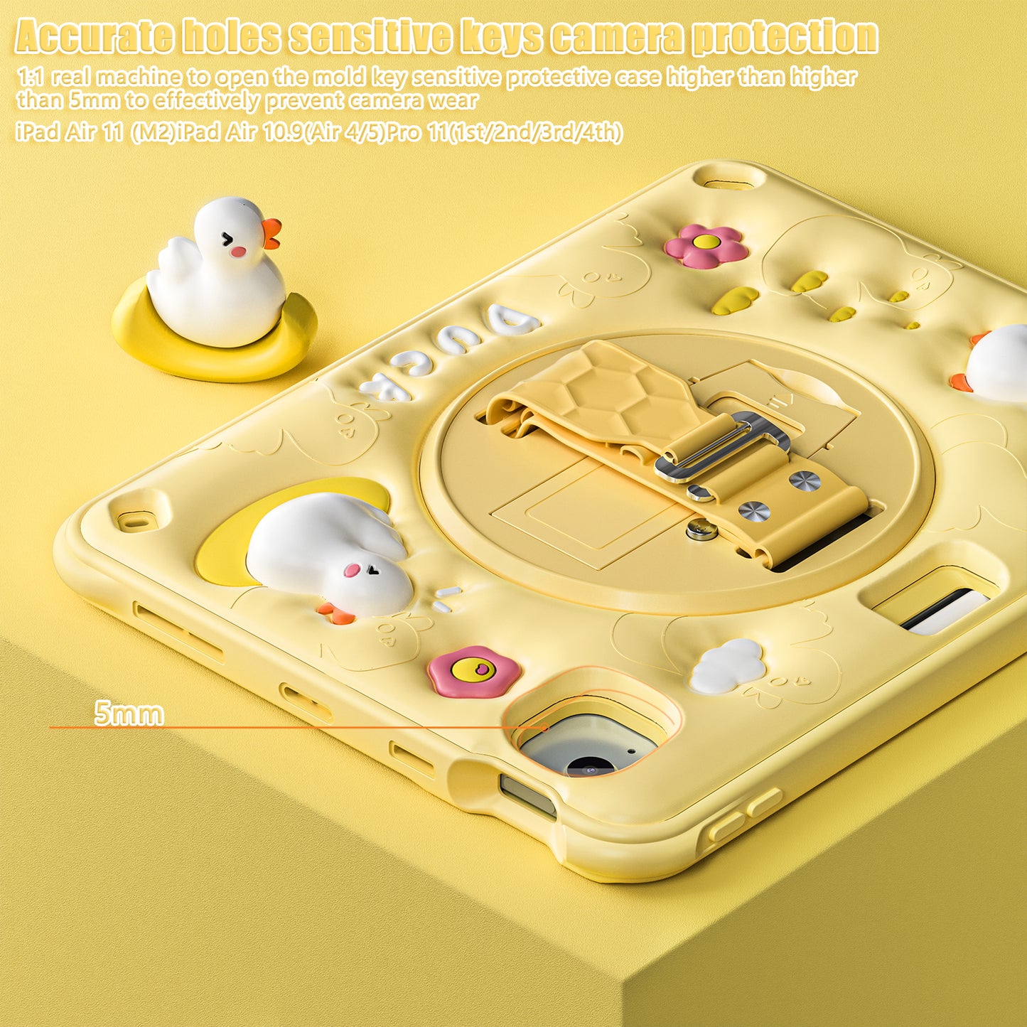 Bubble 3D Duck Stand Hand Strap iPad Air 5 Case Kids Safety