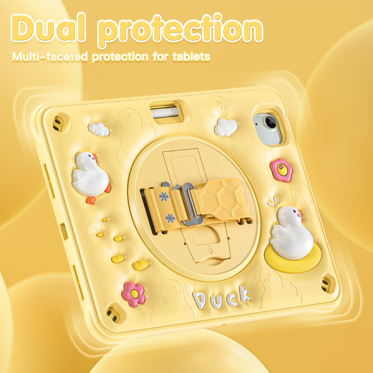 Bubble 3D Duck Stand Hand Strap iPad Air 5 Case Kids Safety