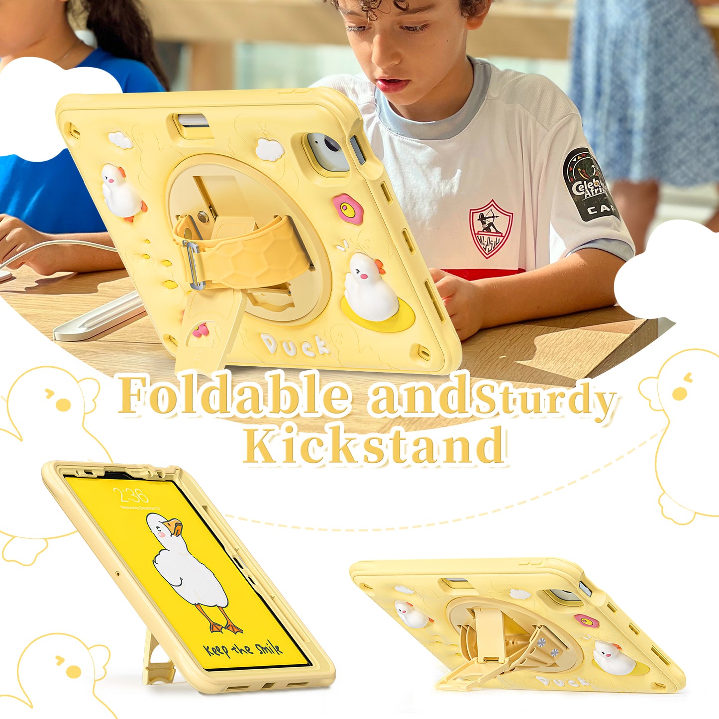 Bubble 3D Duck Stand Hand Strap iPad Air 5 Case Kids Safety